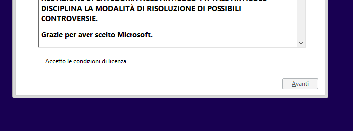 installazione di Windows 10