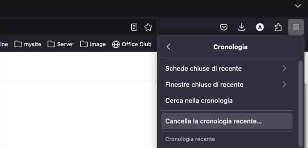 Cancellare cronologia siti visitati