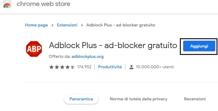 Come bloccare le pubblicità su internet aggiungi