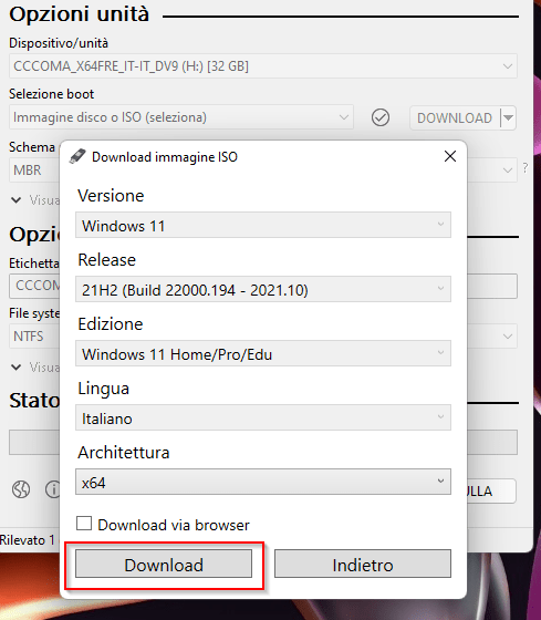 installare Windows 11 da zero su un vecchio PC rufus