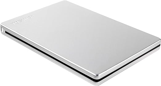 Toshiba - Hard disk esterno portatile Canvio Slim da 2 TB, in alluminio, USB 3.2 colore: argento, HDTD320XS3EA, SSD, Unità a stato solido