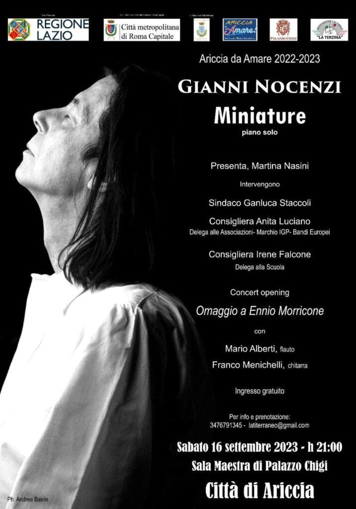 Gianni Nocenzi recital Miniature locandina Ariccia Festival pianoforte Ennio Morricone 