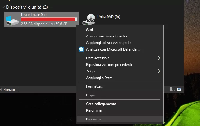Indicizzazione disco SSD Windows