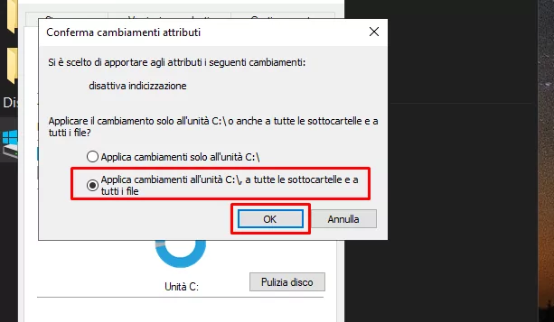 Disattivare l'indicizzazione del disco SSD