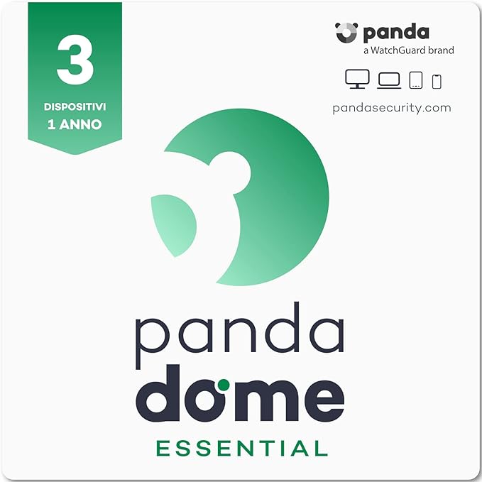 Panda Dome Essential 2023 – Software antivirus | 3 dispositivi | 1 anno | VPN | Operazioni bancarie sicure | Blocco antifurto | Protezione Wi-Fi