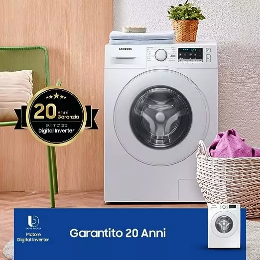 Samsung Lavatrice Crystal Clean WW80TA046TT, Libera installazione, 8 Kg, 1400 RPM, Classe B, Ecobubble, Vapore, Carica Frontale, 60l x 85h x 55p cm [Classe di efficienza energetica B]