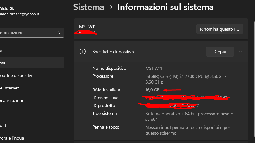 Impostazioni di sistema avanzate