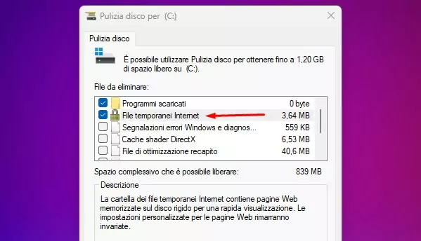 Liberare spazio Windows  file temporanei