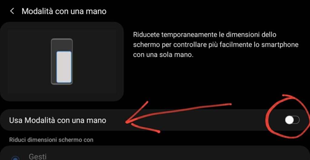 Modalità con una mano