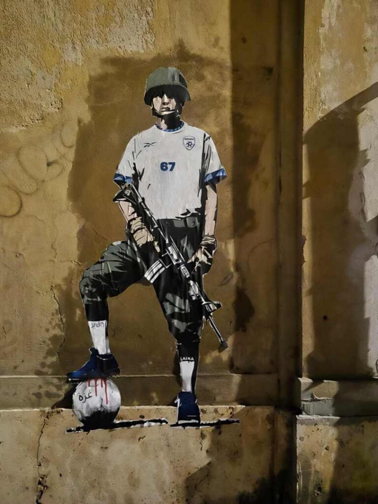 THE BLOODY MATCH LAIKA murales PARTITA ITALIA ISRAELE