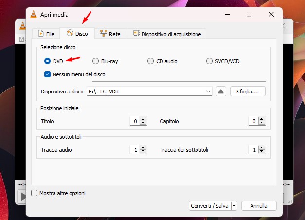 Mettere un DVD su una chiavetta USB Converti/Salva