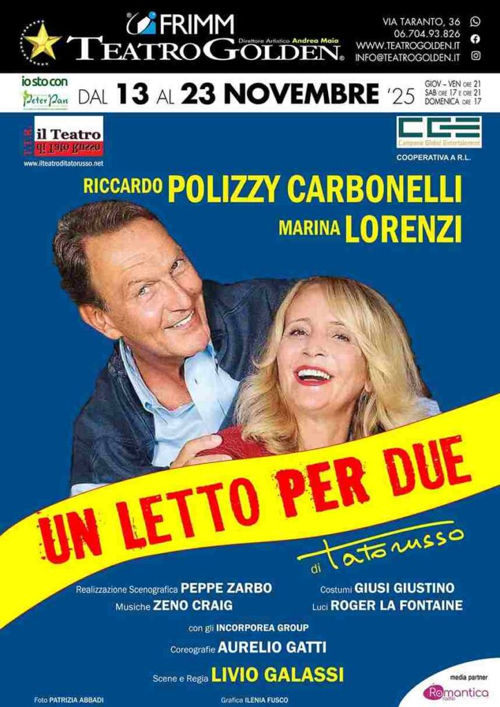 Un letto per due commedia Riccardo Polizzy Carbonelli Marina Lorenzi