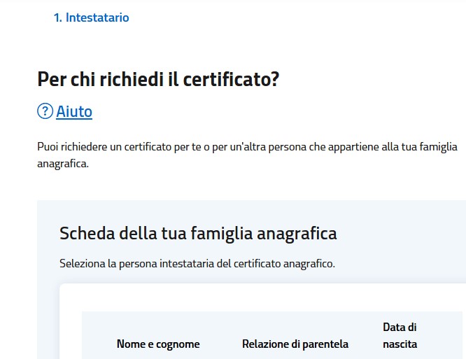 richiedere un certificato plurimo