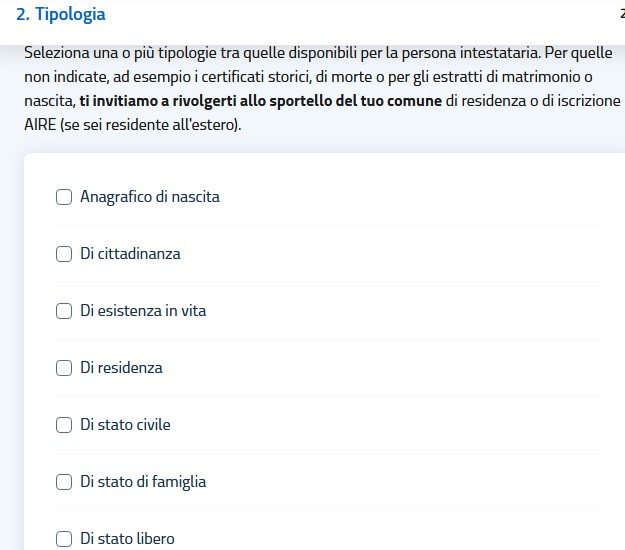 richiedere un certificato plurimo