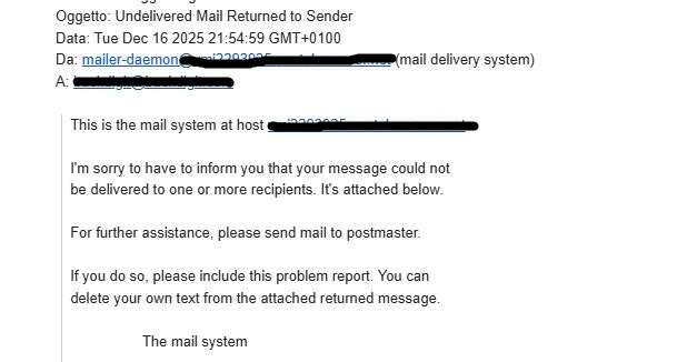 Undelivered Mail Returned to Sender