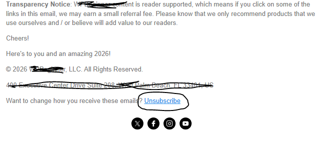 eliminare email pubblicitarie Il metodo corretto: disiscriversi dalla newsletter