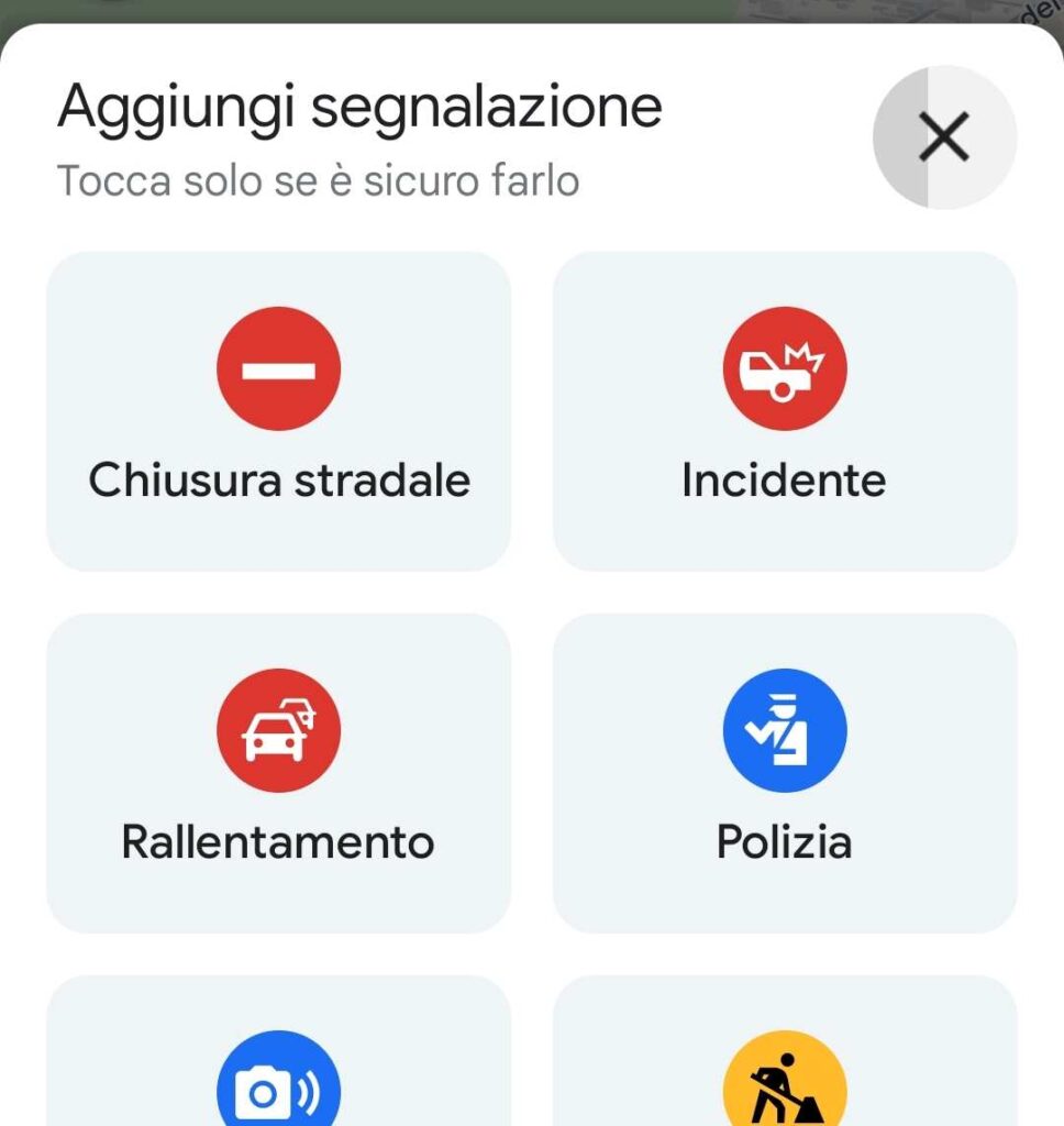 google maps segnala posti di blocco