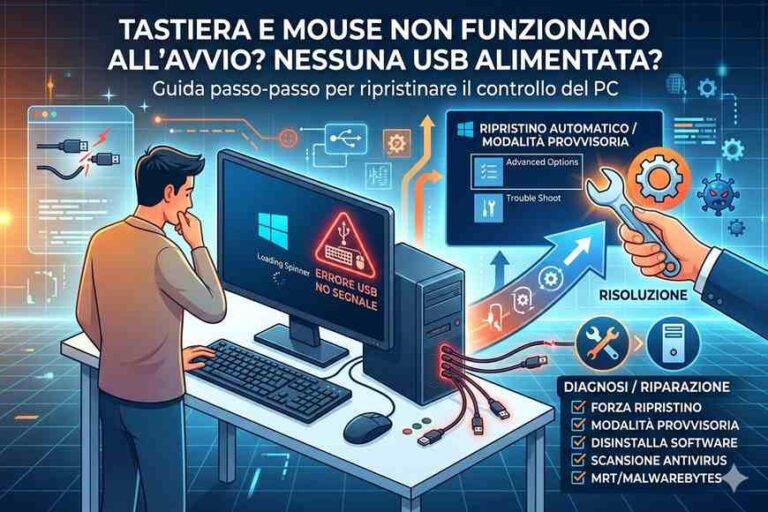 tastiera e mouse non funzionano all’avvio del pc