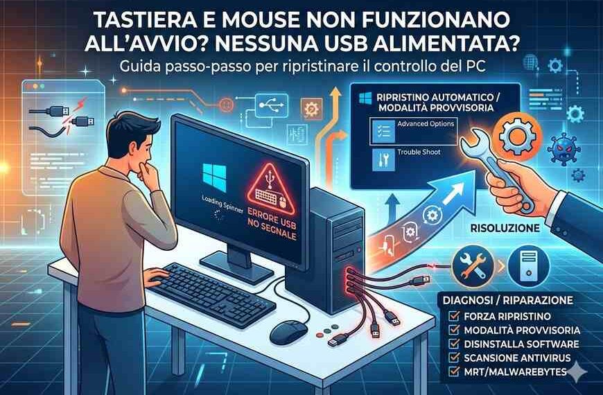 tastiera e mouse non funzionano all’avvio del pc