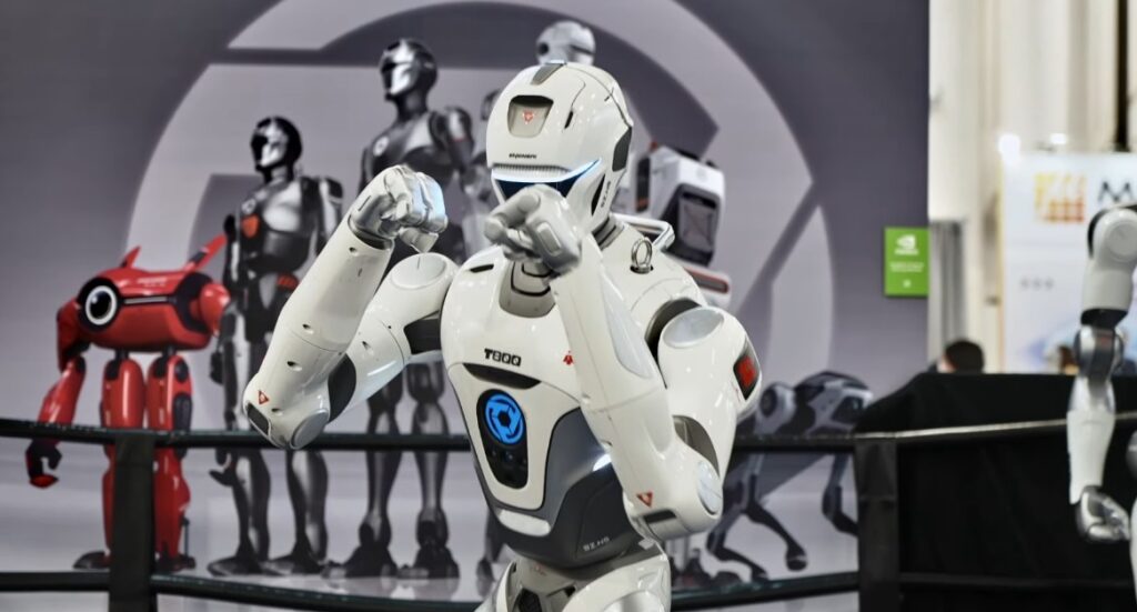 robot T800 di Engine AI guardia da combattimento
