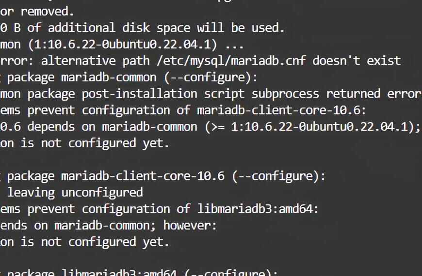 Perché appare l’errore path /etc/mysql/mariadb.cnf doesn’t exist durante l’update di Ubuntu