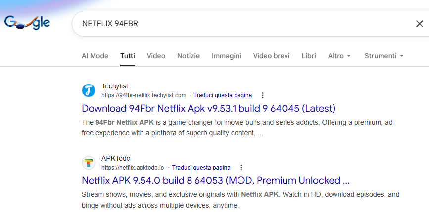 codice 94FBR Google