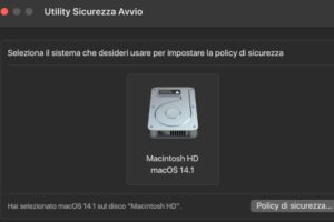 Come modificare le impostazioni di sicurezza del disco di avvio del Mac con chip Apple
