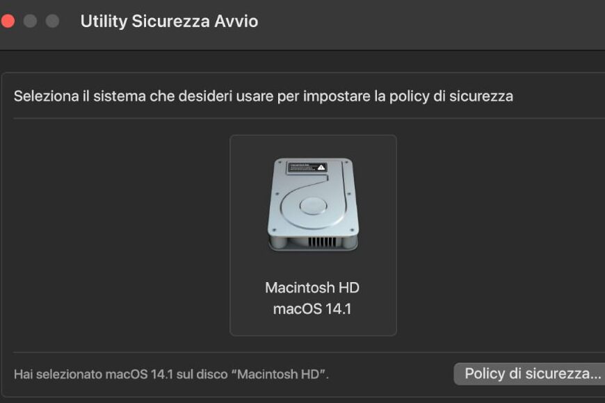 Come modificare le impostazioni di sicurezza del disco di avvio del Mac con chip Apple