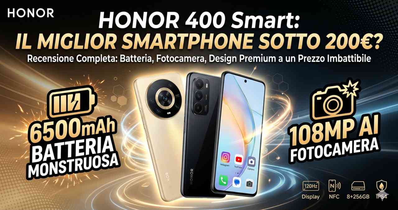HONOR 400 Smart smartphone economico sotto i 200 euro con batteria 6500mAh
