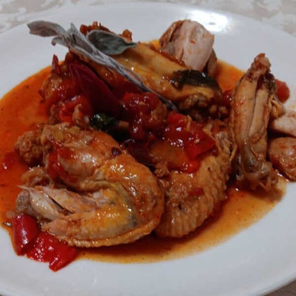 Pollo ruspante con peperoni alla romana