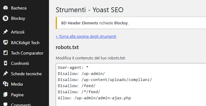 Come modificare robots.txt con Yoast SEO WordPress lento