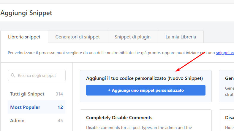 Code Snippets → Add Snippet → Add Your Custom Code impedire il click destro in WordPress