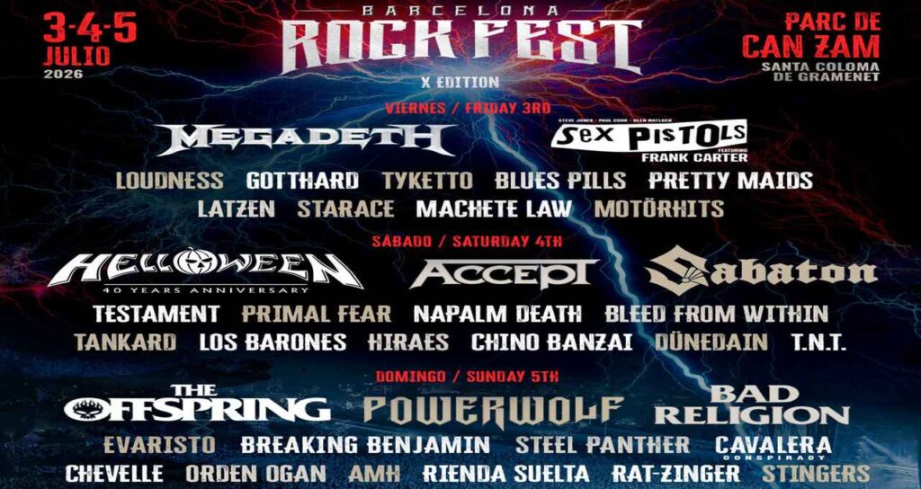 Barcelona Rock Fest 2026: la decima fiamma del rock europeo il 3,4 e 5 Luglio