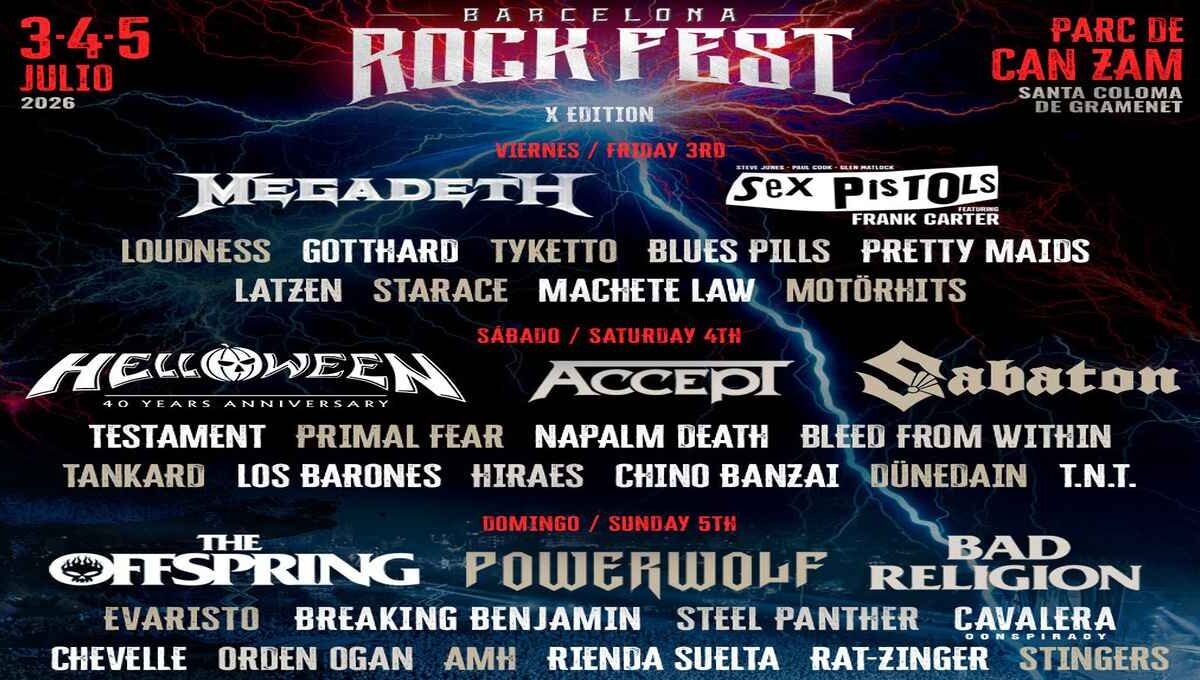 Barcelona Rock Fest 2026: la decima fiamma del rock europeo il 3,4 e 5 Luglio