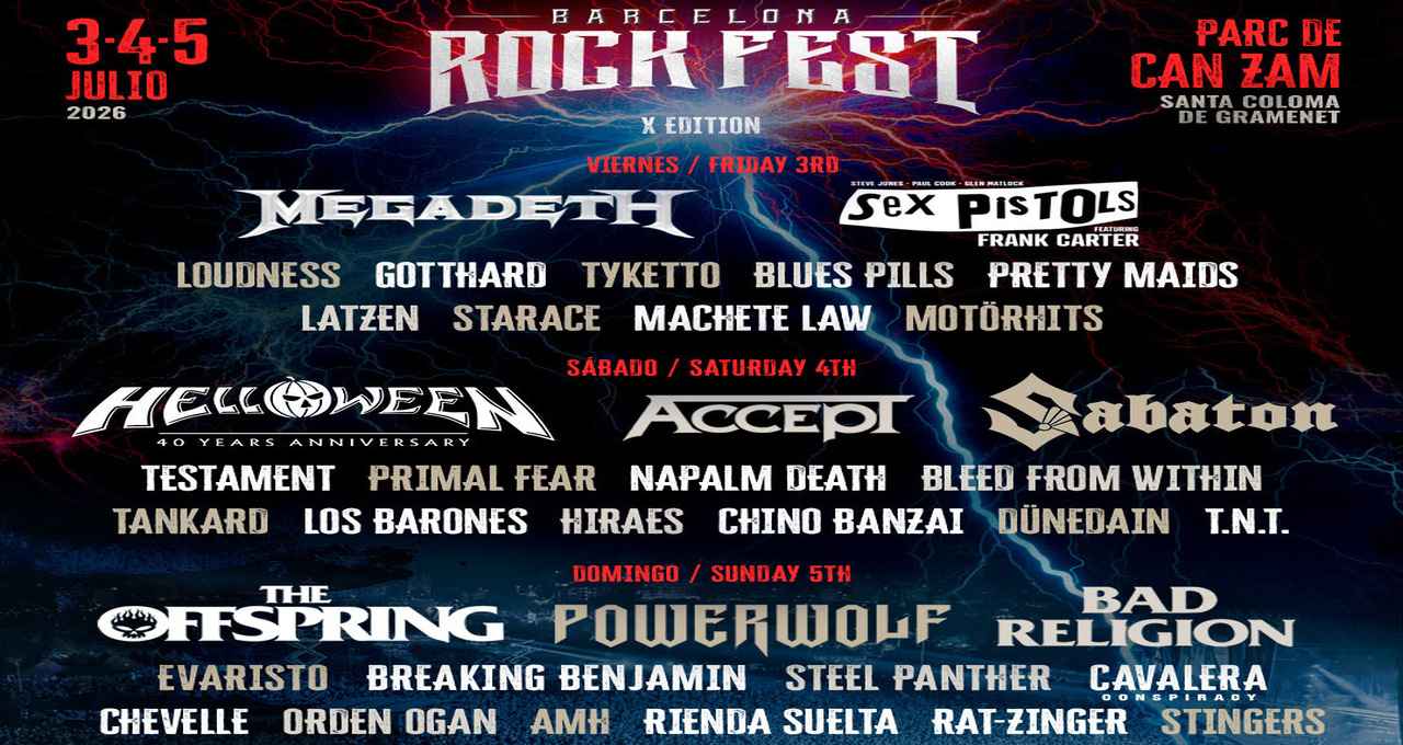Barcelona Rock Fest 2026: la decima fiamma del rock europeo il 3,4 e 5 Luglio