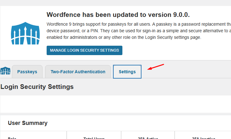 Passkey per specifici ruoli utente wordfence