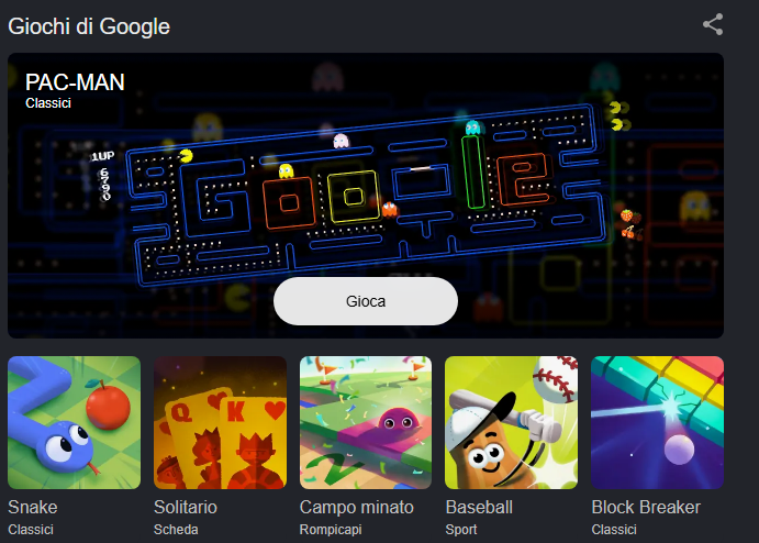 6. Pac-Man direttamente su Google