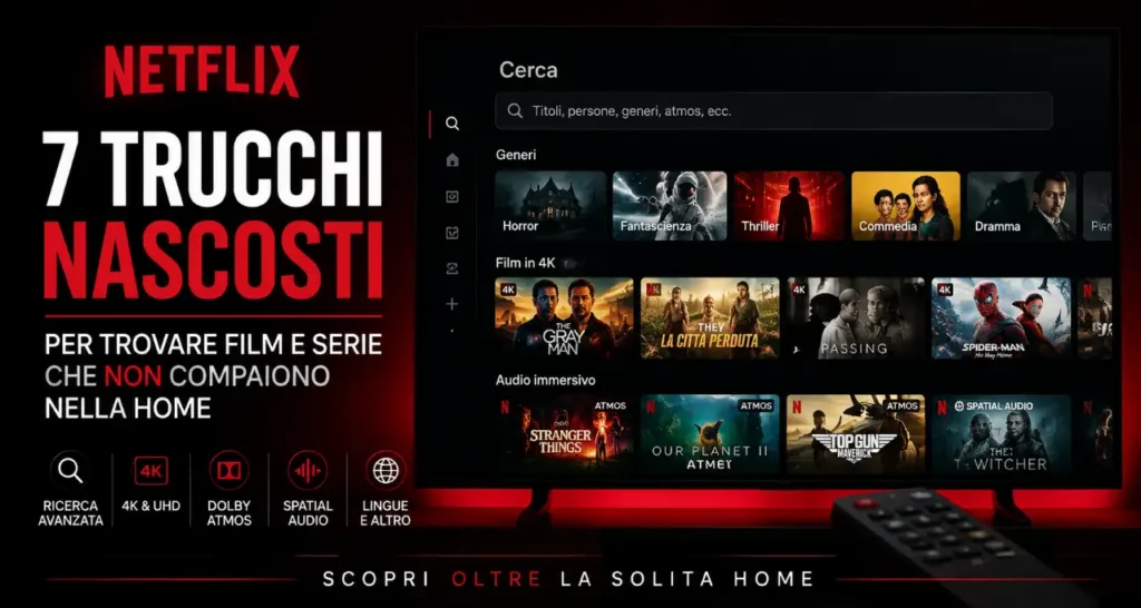 Netflix nasconde più di quanto immagini: 7 trucchi per trovare film e serie che non compaiono nella home