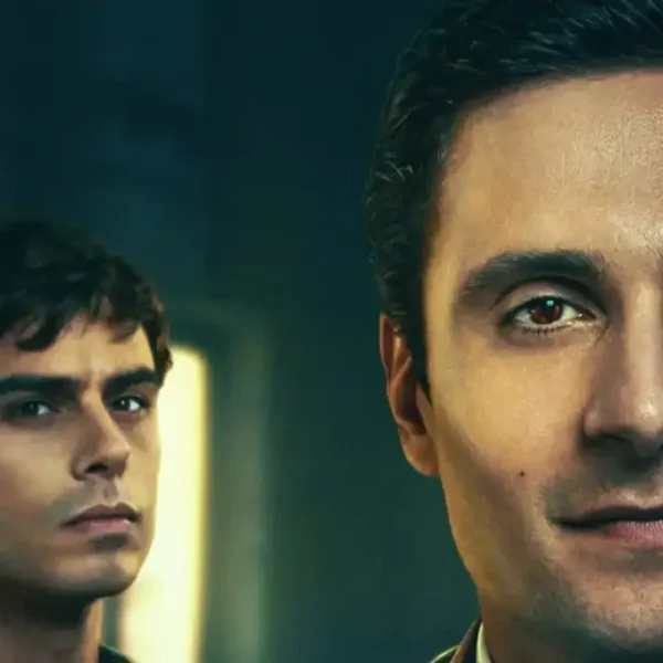 Primo piano di due attori protagonisti della miniserie Rai Livatino – Il giudice e i suoi assassini alla Festa del Cinema