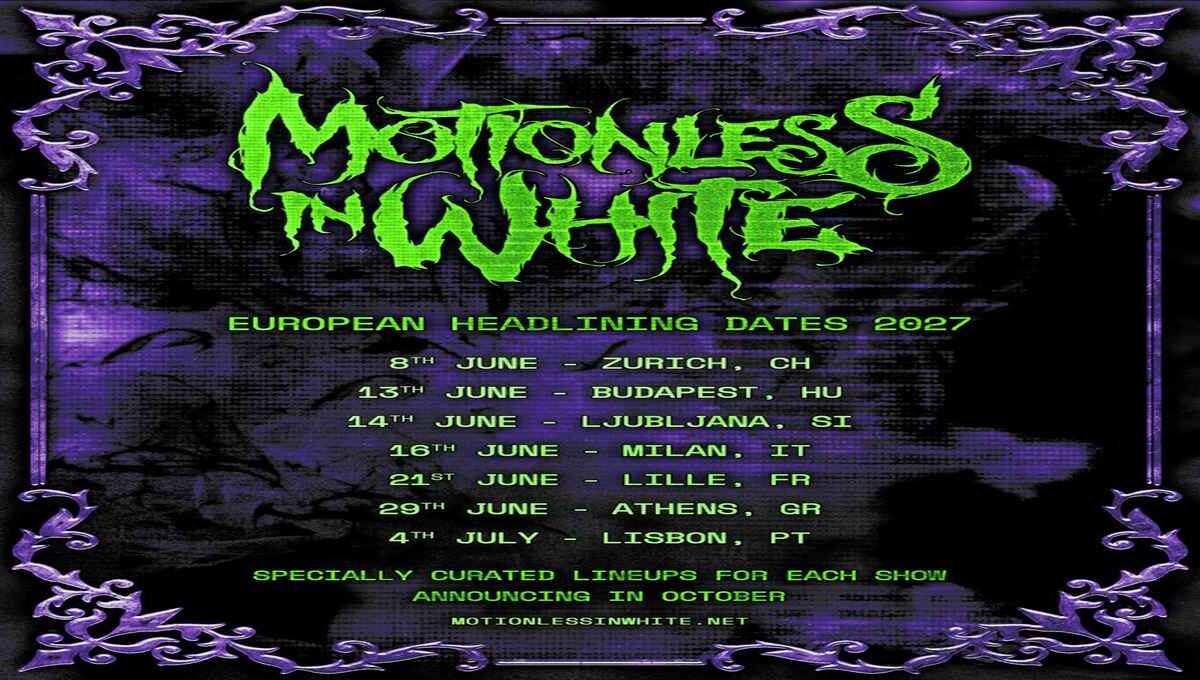 Motionless In White, Milano al centro del tour europeo: il 16 giugno 2027 al Carroponte