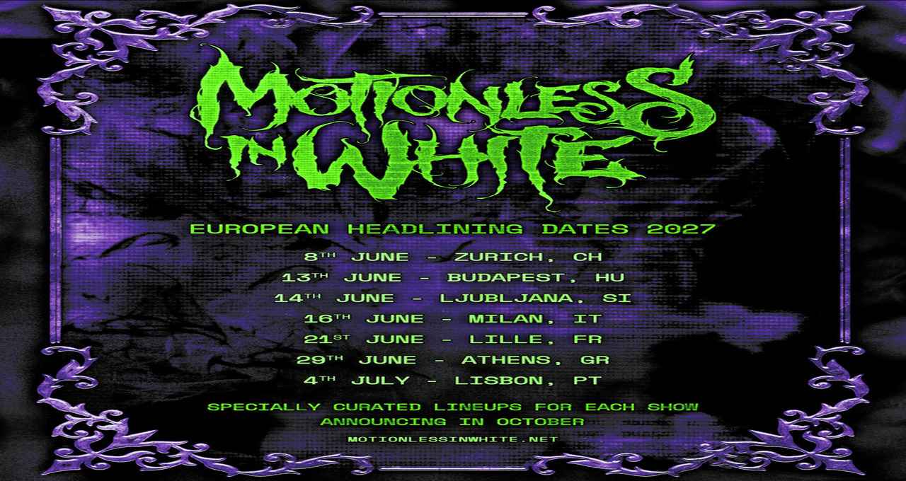 Motionless In White, Milano al centro del tour europeo: il 16 giugno 2027 al Carroponte