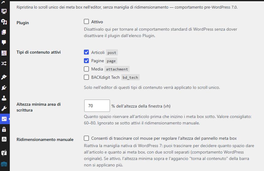 meta box WordPress 7 impostazioni