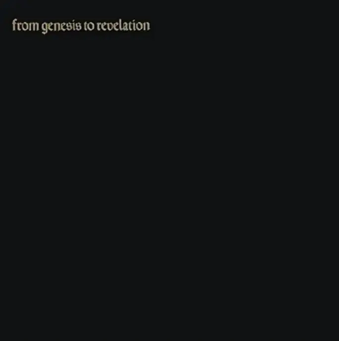 Copertina nera dell'album From Genesis to Revelation con il titolo scritto in eleganti caratteri gotici dorati in alto a