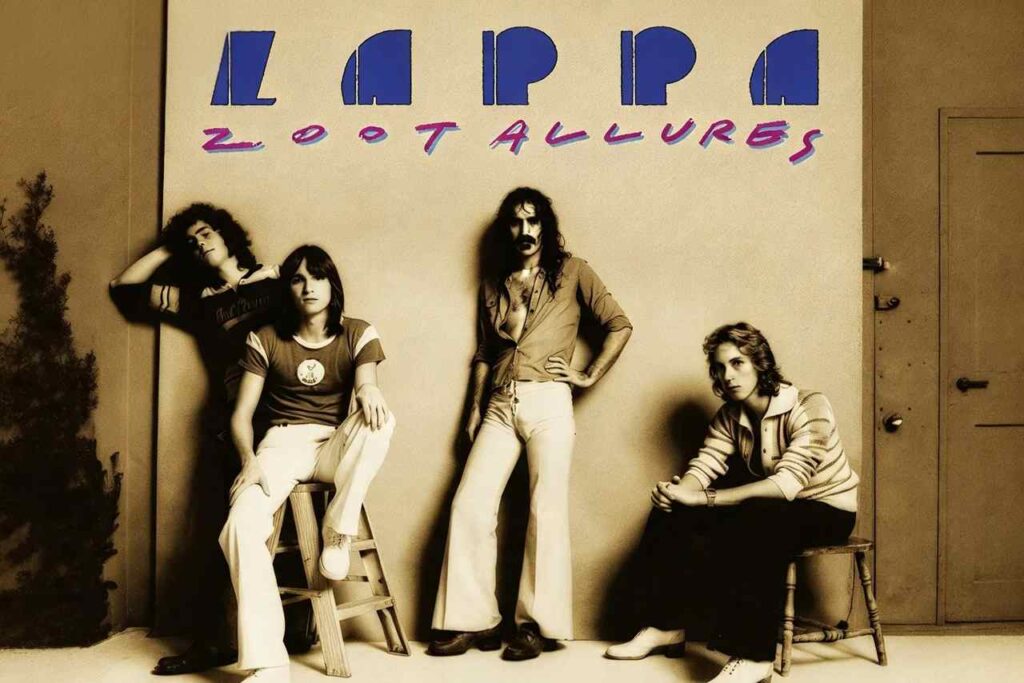 Frank Zappa posa con la sua band davanti al titolo Zoot Allures in questa edizione super deluxe dell'album